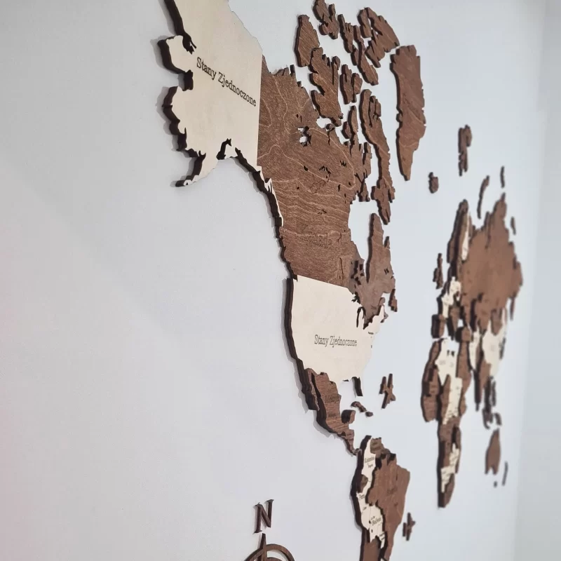 Drewniana mapa świata wzór 16 | Losokawood.com | Drewniane dekoracje ścienne