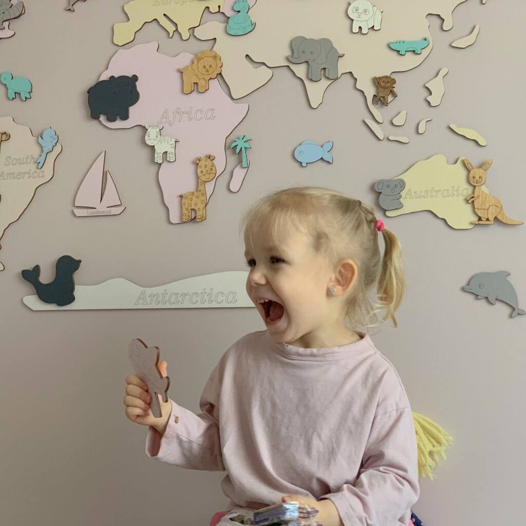Drewniana mapa dla dziecka na ścianę | LosokaWood.com
