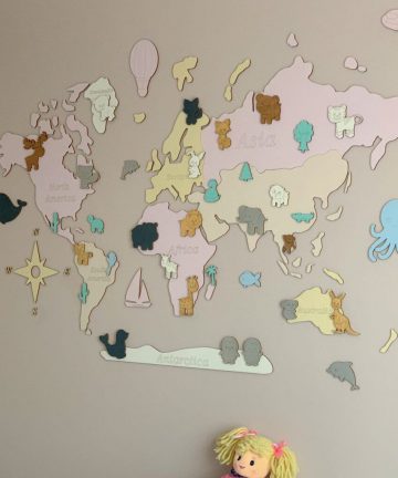 drewniana mapa świata dla dzieci LOSOKAWOOD