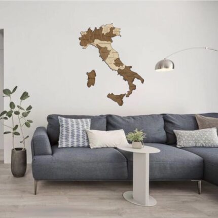 Drewniana Mapa Włoch 3D - dekoracja ścienna | LosokaWood.com