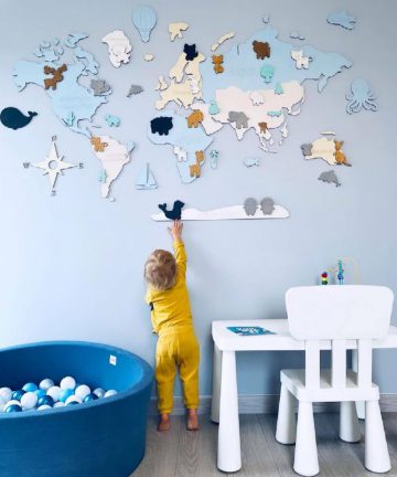 kolorowa drewniana mapa świata dla dzieci