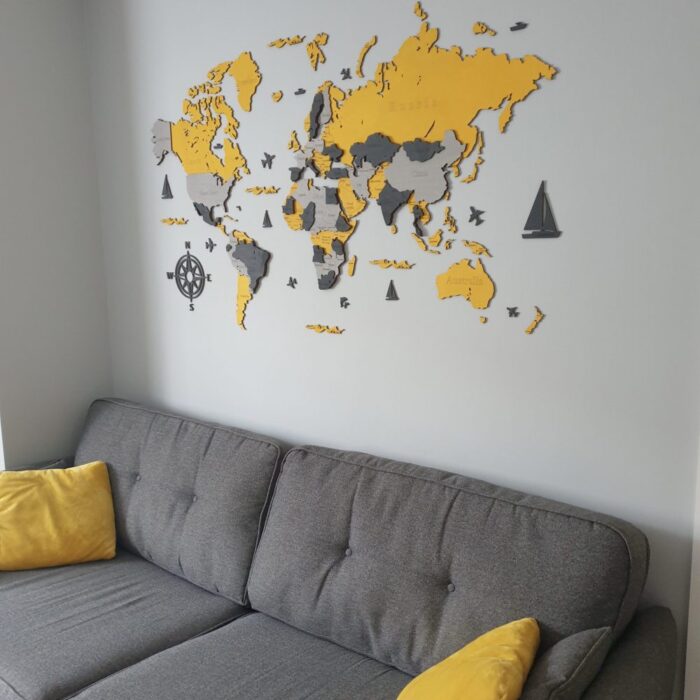 kolorowa mapa drewniana na ścianę