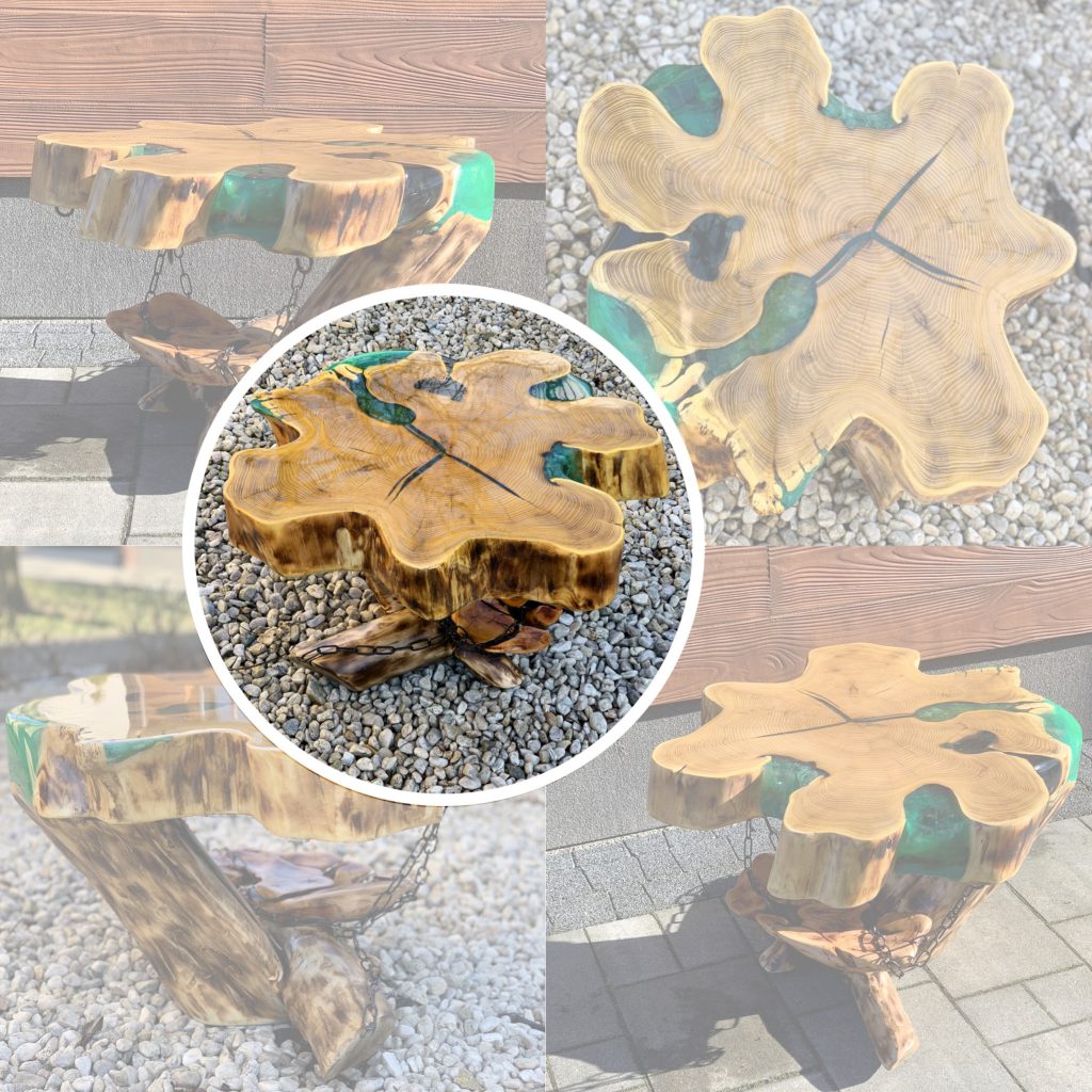Drewniany stolik kawowy z żywicą epoksydową | LosokaWood.com