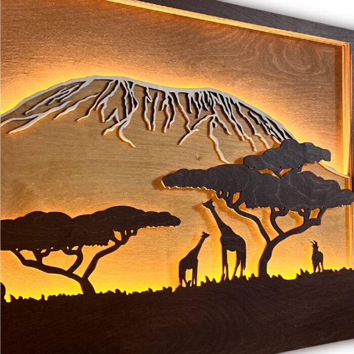 Drewniany obraz z podświetleniem "Kilimandżaro" | LosokaWood.com