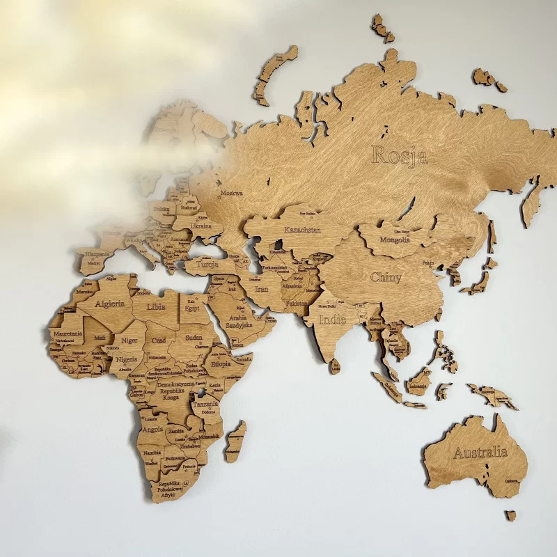 Mapa świata 3D wzór nr 6 | Losokawood.com | Dekoracje ścienne