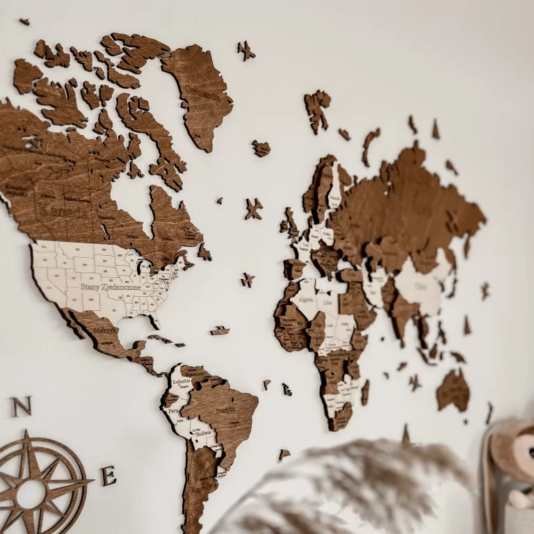 Mapa świata 3D wzór nr 16 | Losokawood.com | Dekoracje ścienne