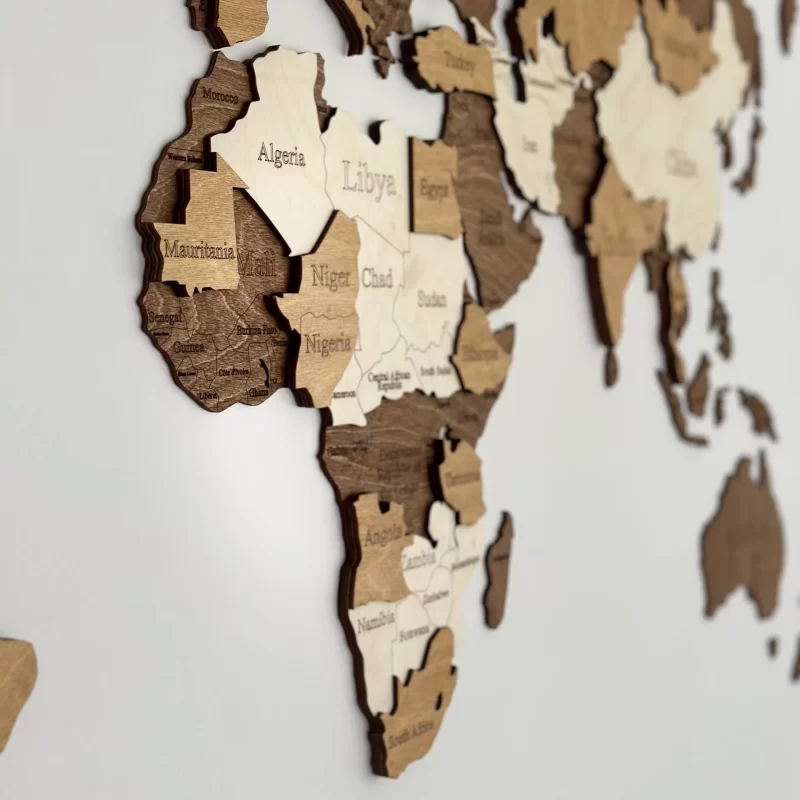 Drewniana mapa świata wzór nr 4 | Losokawood | Drewniane mapy świata