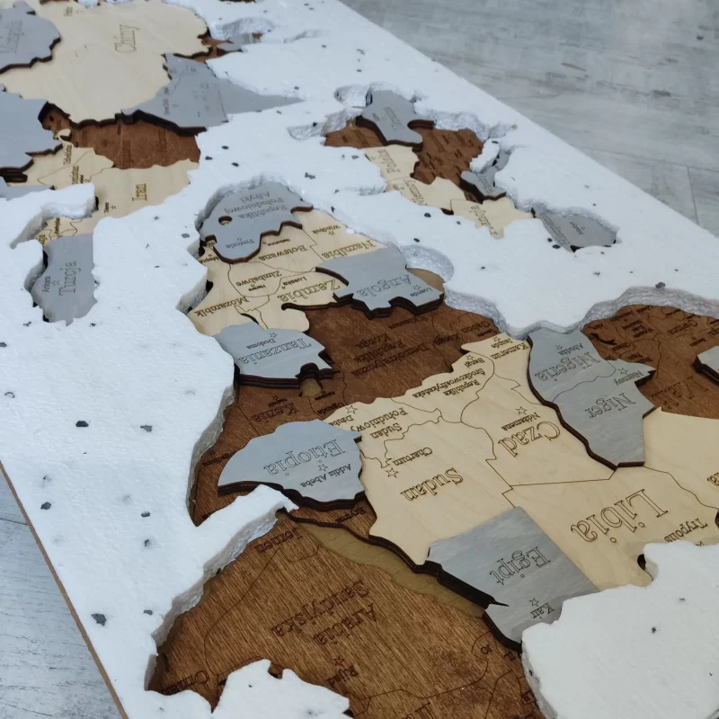 Drewniana mapa świata | dekoracja ścienna | Losokawood.com | wzór 3