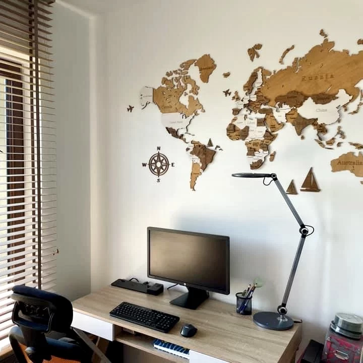 Drewniane mapy świata 3D | wzór 11 | Losokawood.com