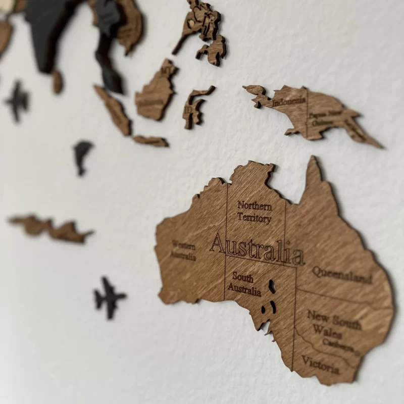 Drewniana mapa świata 3D | dekoracje ścienne | Losokawood.com